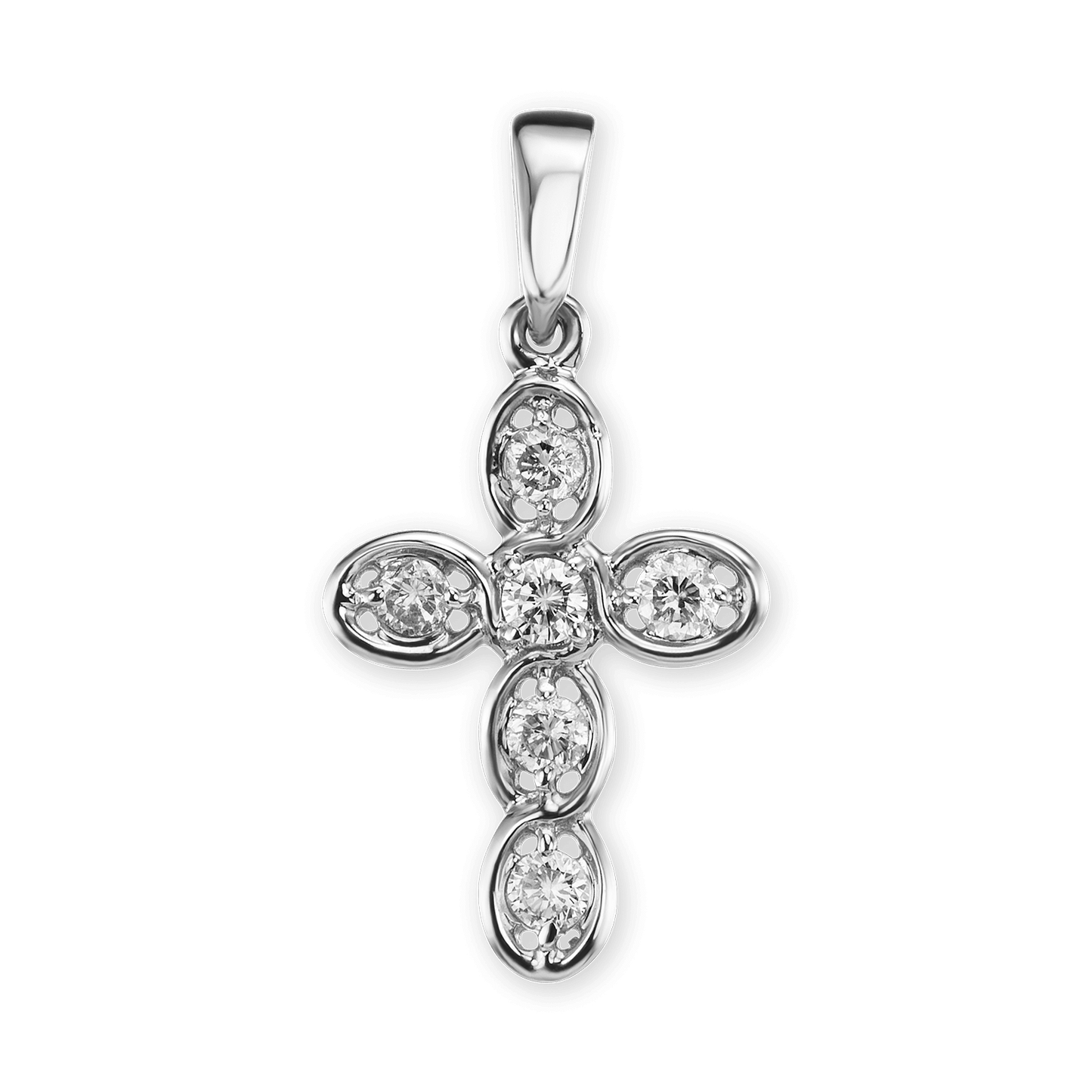 Venezianischer Kreuzanhänger mit Diamanten in 14-karätigem Gelbgold