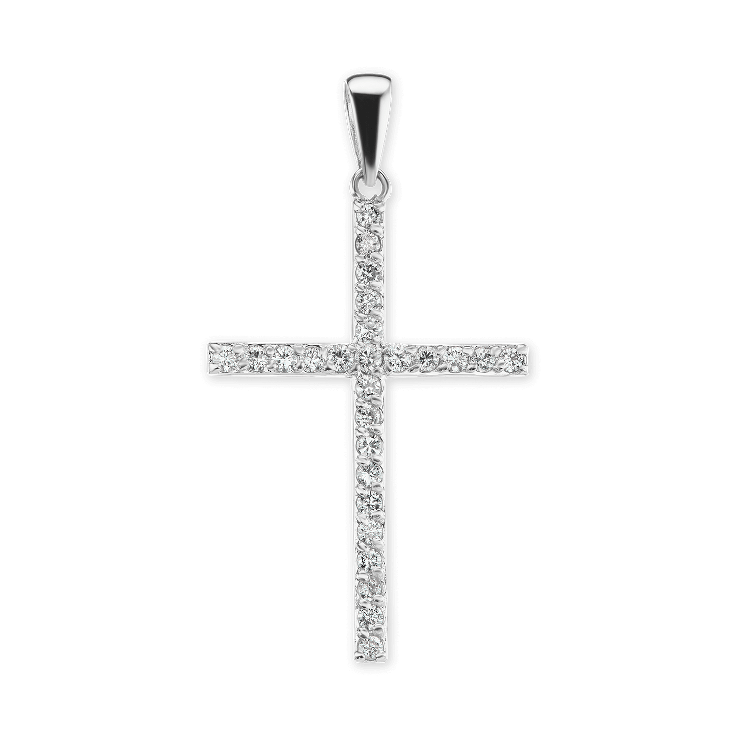 Schmaler Kreuzanhänger mit Diamanten in 14-karätigem Gelbgold