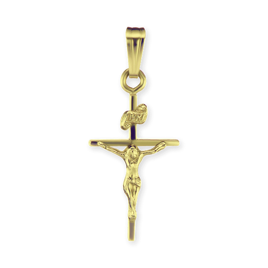 Klassischer Kruzifix-Anhänger aus 14-karätigem Gelbgold