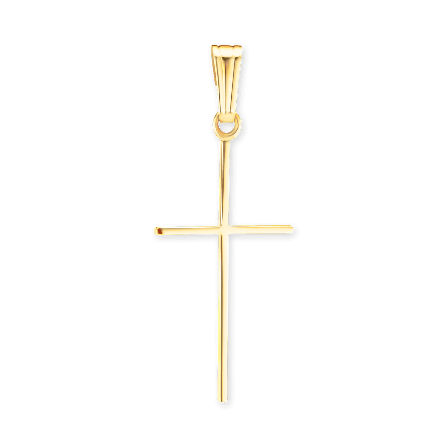 Schmaler, klassischer Kreuzanhänger aus 14-karätigem Gelbgold – Minimalistischer christlicher Schmuck