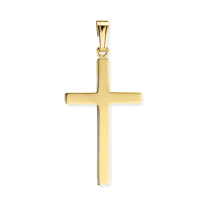 Klassischer Kreuzanhänger mit Vaterunser in 14 Karat Gelbgold