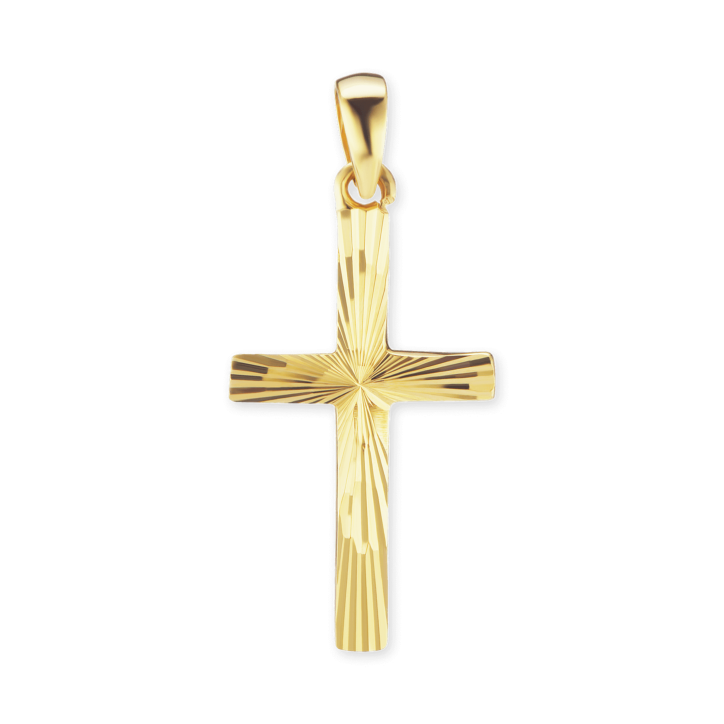 Klassischer Kreuzanhänger mit Diamantschliff-Design aus 14-karätigem Gelbgold