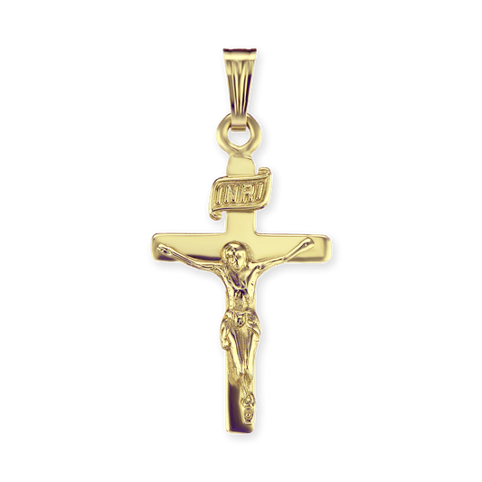 Klassischer Kruzifix-Anhänger aus 14-karätigem Gelbgold