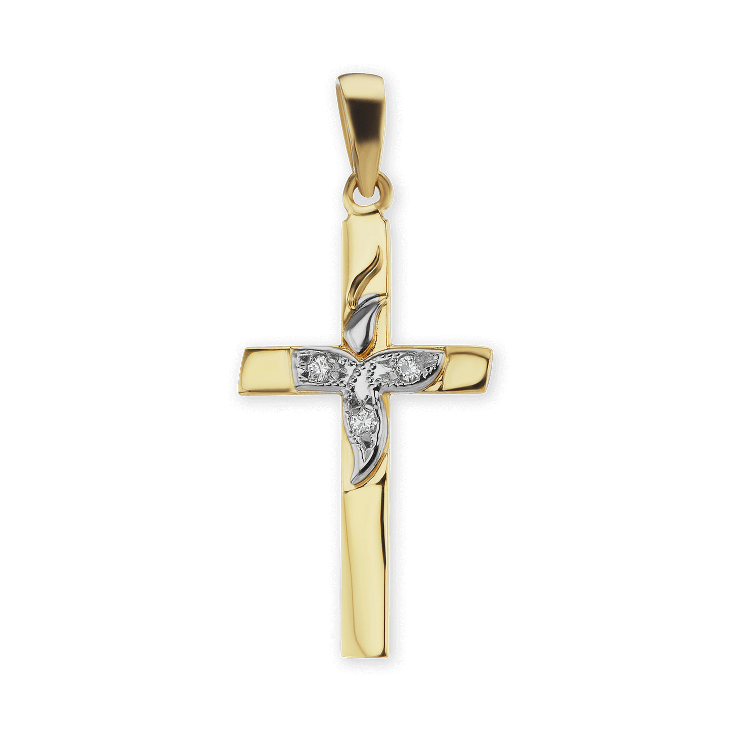 Klassischer Kreuzanhänger mit Diamantakzent in 14-karätigem Gelbgold