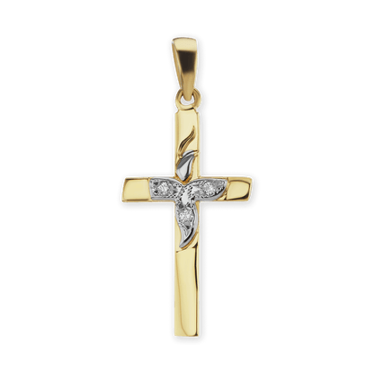 Klassischer Kreuzanhänger mit Diamantakzent in 14-karätigem Gelbgold