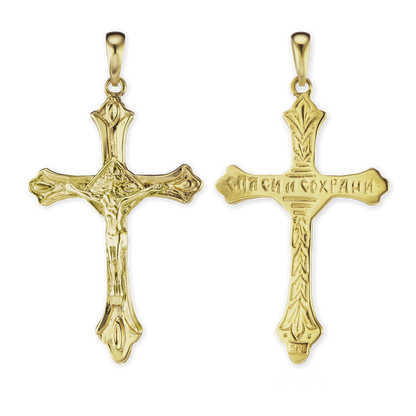 Kleeblatt-Kreuzanhänger aus 14-karätigem Gelbgold