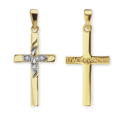 Klassischer Kreuzanhänger mit Diamantakzent in 14-karätigem Gelbgold