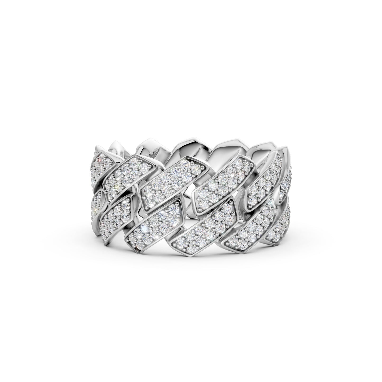 2-Row Iced-out Cuban Ring