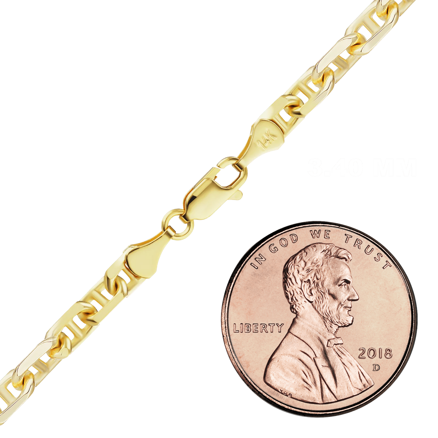 Anker-Seemann-Kabelkette aus 14 Karat Gelbgold