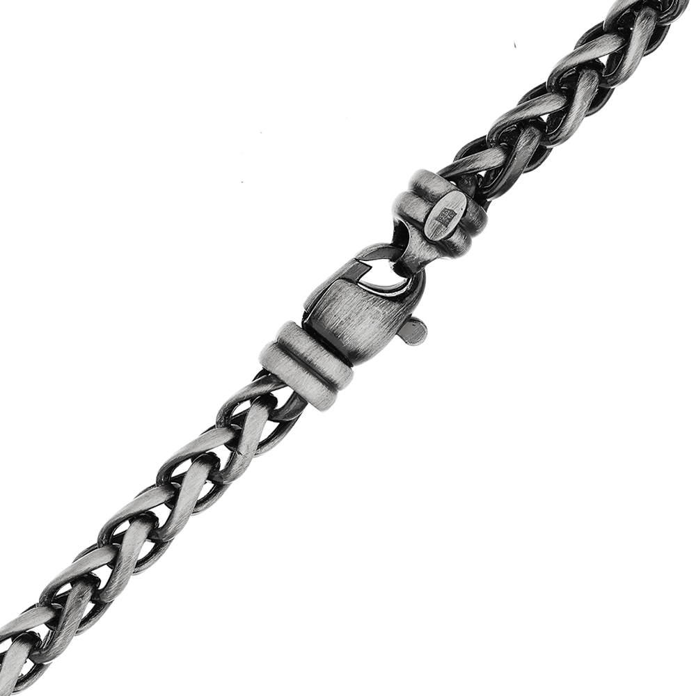 Weizenarmband aus Sterlingsilber mit schwarzer Ruthenium-Beschichtung