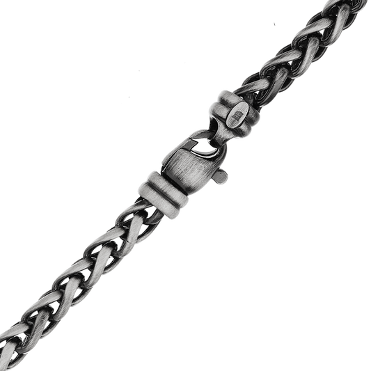 Weizenarmband aus Sterlingsilber mit schwarzer Ruthenium-Beschichtung