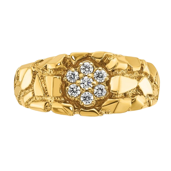 Ring aus 10K/14K Gold mit natürlichem Diamant-Nugget-Cluster – 0,25 Karat