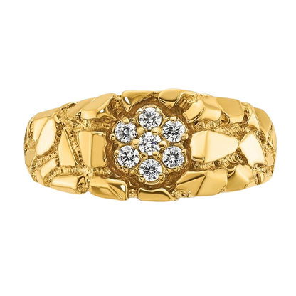 Ring aus 10K/14K Gold mit natürlichem Diamant-Nugget-Cluster – 0,25 Karat