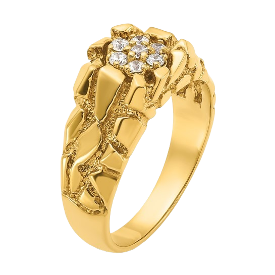 Ring aus 10K/14K Gold mit natürlichem Diamant-Nugget-Cluster – 0,25 Karat