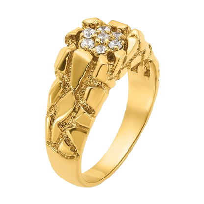 Ring aus 10K/14K Gold mit natürlichem Diamant-Nugget-Cluster – 0,25 Karat