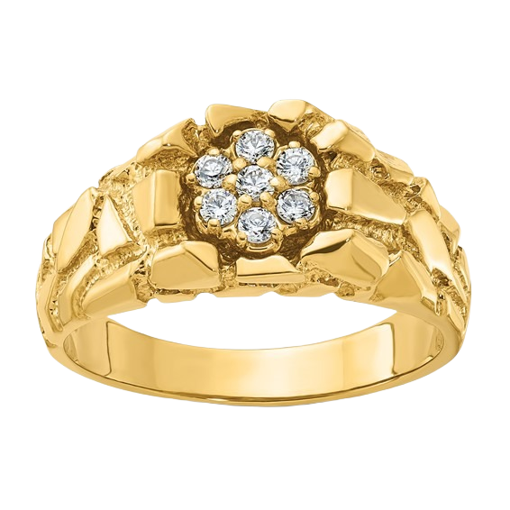 Ring aus 10K/14K Gold mit natürlichem Diamant-Nugget-Cluster – 0,25 Karat