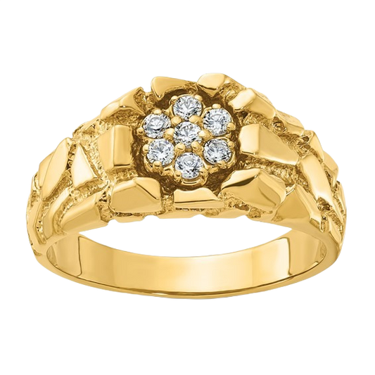 Ring aus 10K/14K Gold mit natürlichem Diamant-Nugget-Cluster – 0,25 Karat
