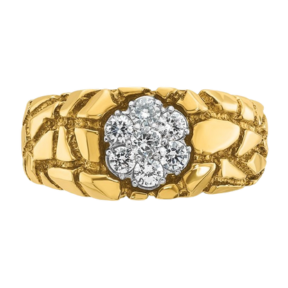 Zweifarbiger Diamantring (10K/14K) mit natürlichem Diamantcluster (0,5 Karat)