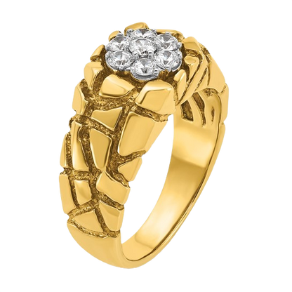 Zweifarbiger Diamantring (10K/14K) mit natürlichem Diamantcluster (0,5 Karat)