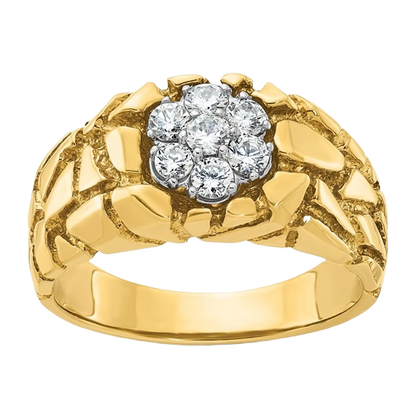 Zweifarbiger Diamantring (10K/14K) mit natürlichem Diamantcluster (0,5 Karat)