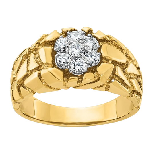 Zweifarbiger Diamantring (10K/14K) mit natürlichem Diamantcluster (0,5 Karat)