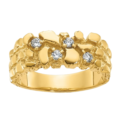 Ring aus 10K/14K Gold mit natürlichem Diamantnugget