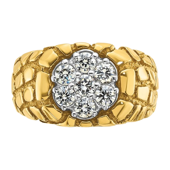 Ring aus 10K/14K Gold mit natürlichem Diamantcluster (1 Karat)