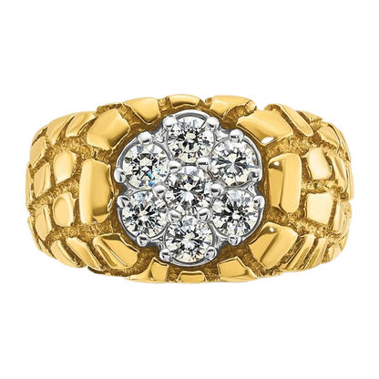 Ring aus 10K/14K Gold mit natürlichem Diamantcluster (1 Karat)