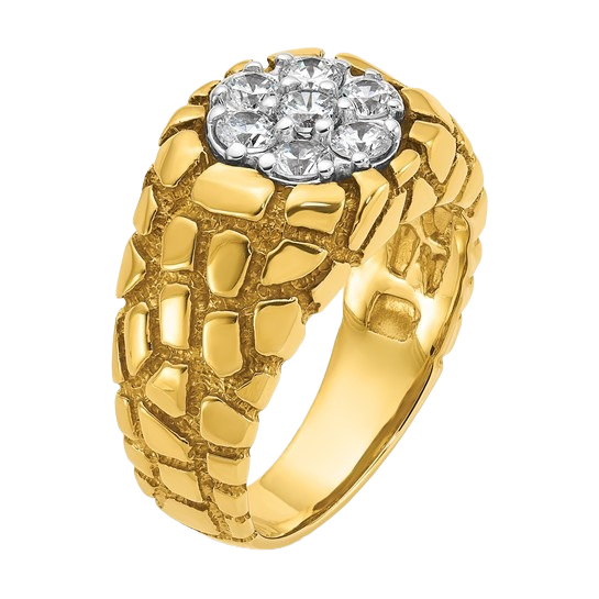 Ring aus 10K/14K Gold mit natürlichem Diamantcluster (1 Karat)