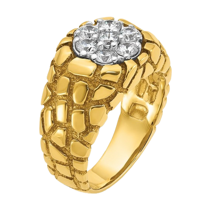 Ring aus 10K/14K Gold mit natürlichem Diamantcluster (1 Karat)