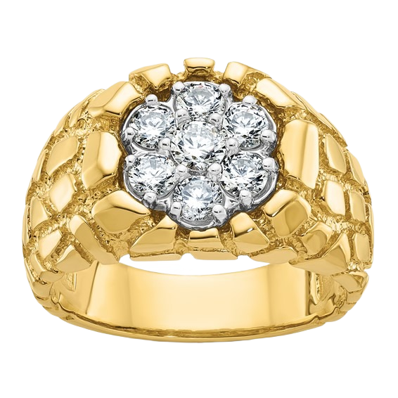 Ring aus 10K/14K Gold mit natürlichem Diamantcluster (1 Karat)