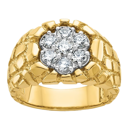 Ring aus 10K/14K Gold mit natürlichem Diamantcluster (1 Karat)