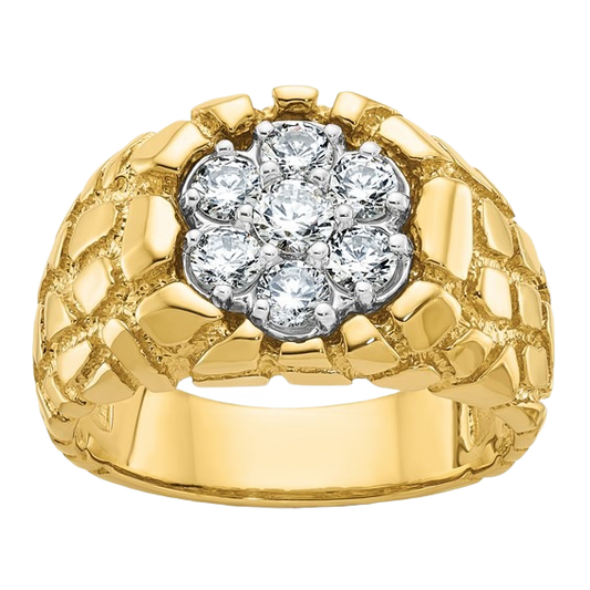 Ring aus 10K/14K Gold mit natürlichem Diamantcluster (1 Karat)