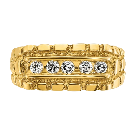 Ring aus 14-karätigem Gold mit natürlichem Diamantnugget – 0,33 Karat