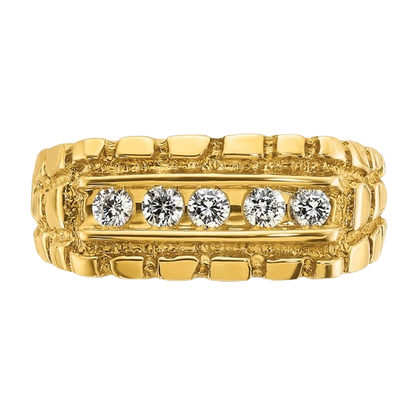 Ring aus 14-karätigem Gold mit natürlichem Diamantnugget – 0,33 Karat