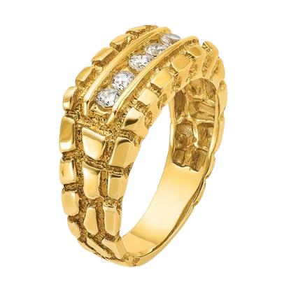 Ring aus 14-karätigem Gold mit natürlichem Diamantnugget – 0,33 Karat