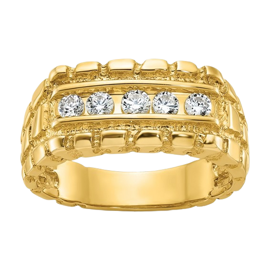 14K Gold Natural Diamond Nugget Ring - 1/3Ctw