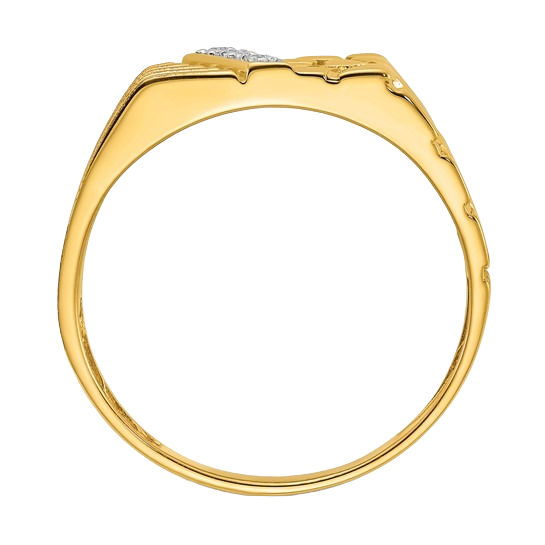 14-karätiger Goldnugget-Ring mit im Labor gezüchteten Diamanten