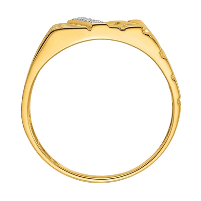 14-karätiger Goldnugget-Ring mit im Labor gezüchteten Diamanten