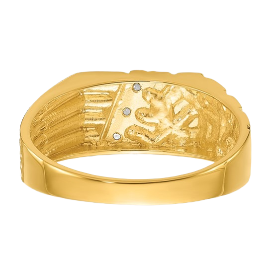 14-karätiger Goldnugget-Ring mit im Labor gezüchteten Diamanten