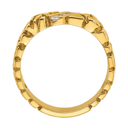 10K/14K Goldnugget-Ring mit Reihe natürlicher Diamanten