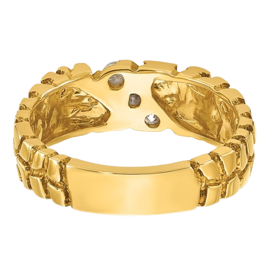 10K/14K Goldnugget-Ring mit Reihe natürlicher Diamanten