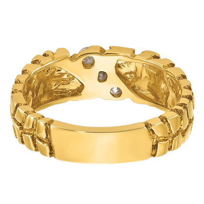 10K/14K Goldnugget-Ring mit Reihe natürlicher Diamanten