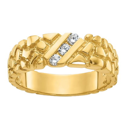 10K/14K Goldnugget-Ring mit Reihe natürlicher Diamanten