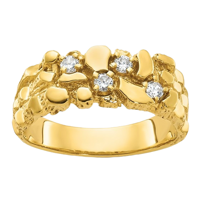 Ring aus 10K/14K Gold mit natürlichem Diamantnugget