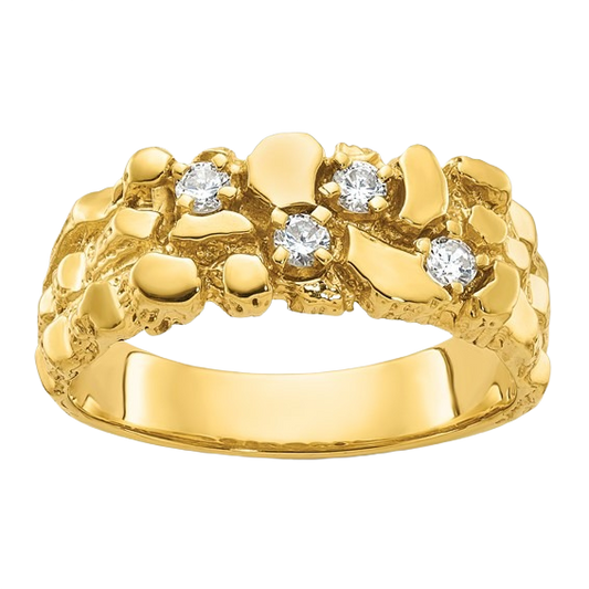 Ring aus 10K/14K Gold mit natürlichem Diamantnugget