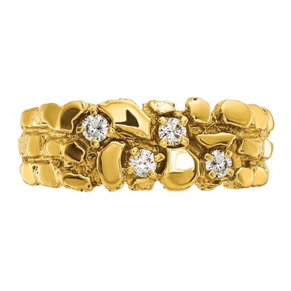 Ring aus 10K/14K Gold mit natürlichem Diamantnugget