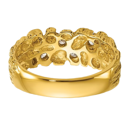 Ring aus 10K/14K Gold mit natürlichem Diamantnugget