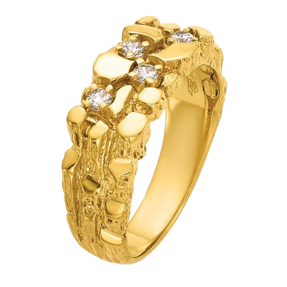 Ring aus 10K/14K Gold mit natürlichem Diamantnugget