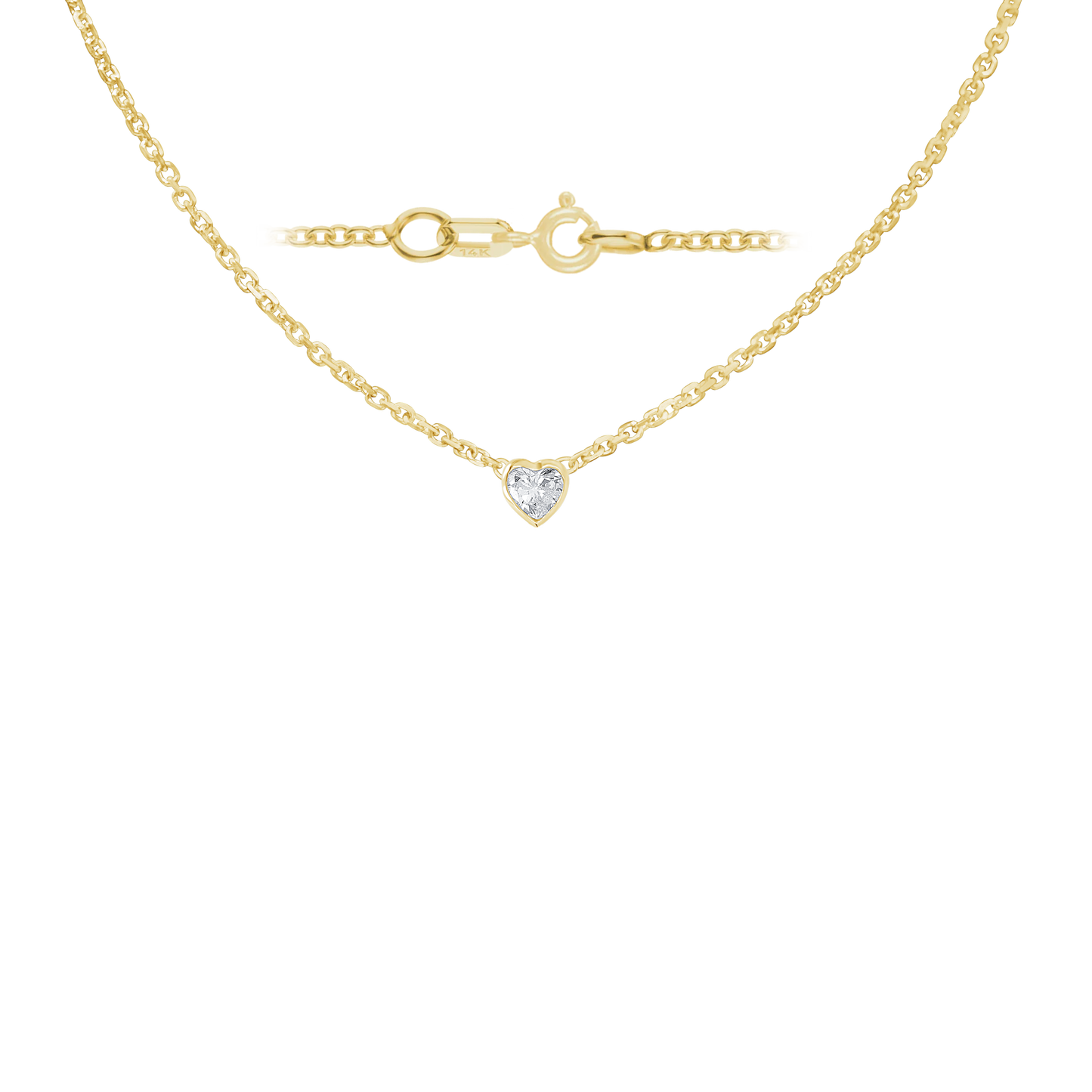 Halskette mit Edelsteinherzfassung in 14-karätigem Gelbgold